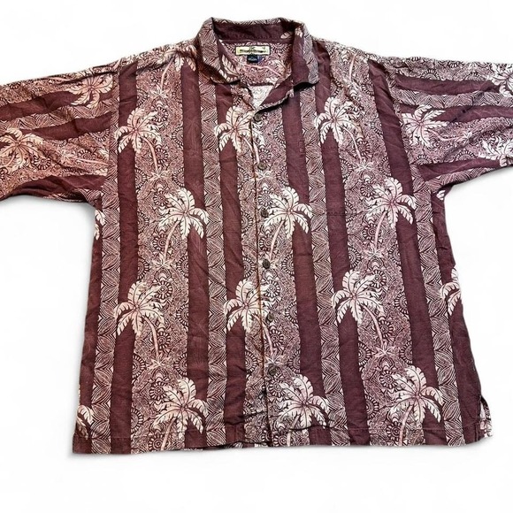 Tommy Bahama Other - Tommy Bahama silk Hawaiian palm trees red beach summer shirt XL